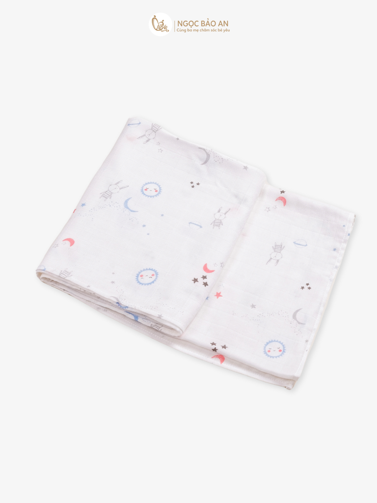 Khăn Bamboo 2 lớp in hình M&B (100x110cm)