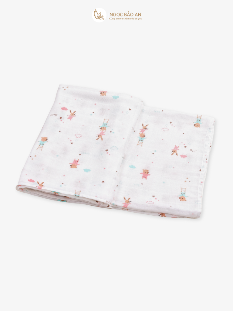 Khăn Bamboo 2 lớp in hình M&B (100x110cm)