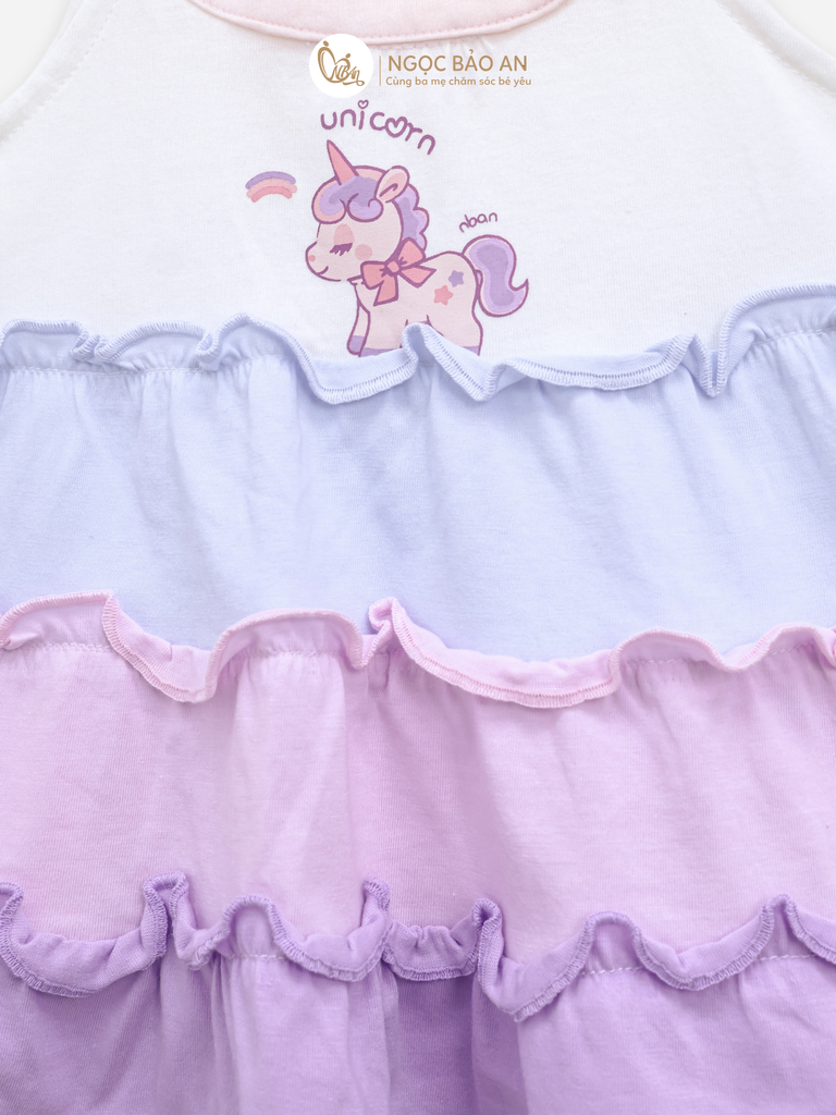 [M&B] Đầm tầng dáng yếm xòe cotton M&b tone tím (Unicorn)