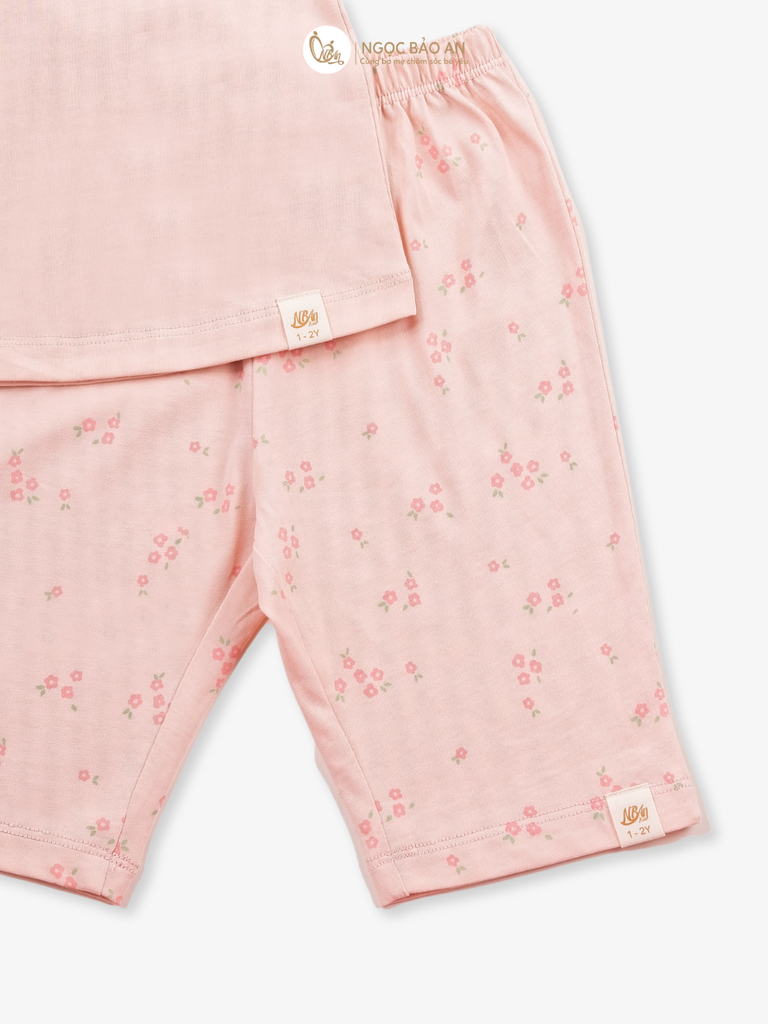 [NGỌC BẢO AN KIDS] Bộ quần áo lửng bé gái hoạ tiết thỏ gấu hồng