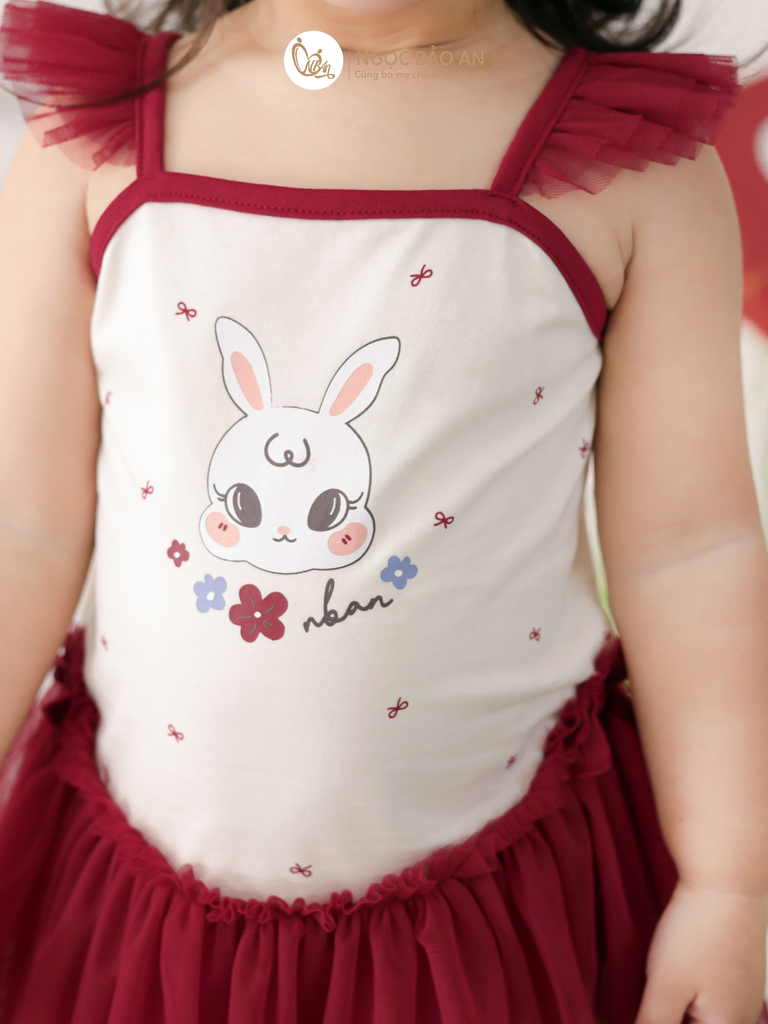 [M&B] BST THỎ MƠ: Bodychip giả váy dáng Ballet cotton M&b cho bé gái (Thỏ Mơ)