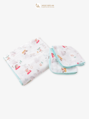 [M&B] Combo 5 khăn gạc xô 4 lớp in hình nhím ngọc sweetie