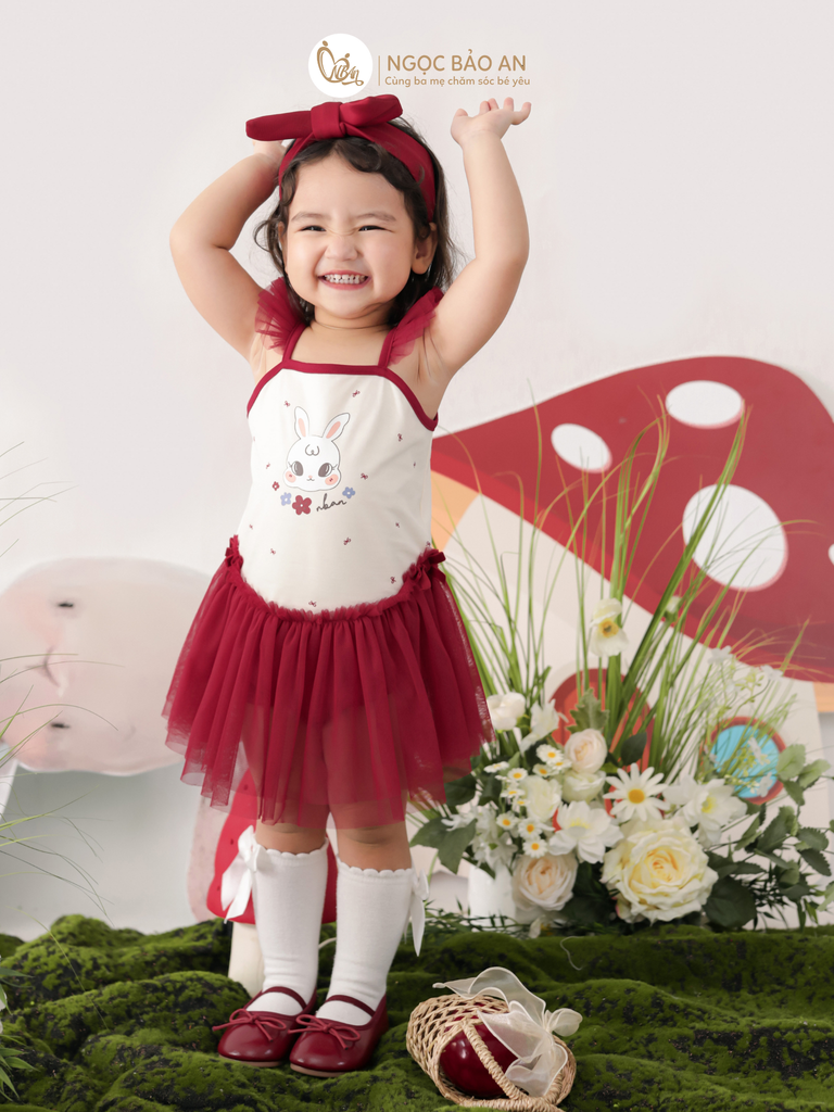 [M&B] BST THỎ MƠ: Bodychip giả váy dáng Ballet cotton M&b cho bé gái (Thỏ Mơ)
