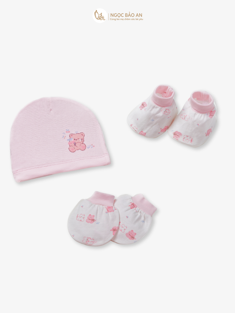 [HONEY] Set nón bao tay chân sơ sinh Honey cotton