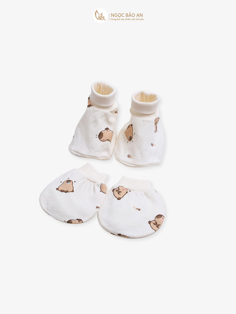 [HONEY] Bộ bao tay chân Honey cotton nhiều hoạ tiết đáng yêu cho bé