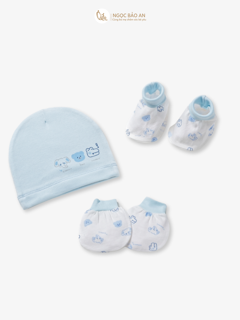 [HONEY] Set nón bao tay chân sơ sinh Honey cotton