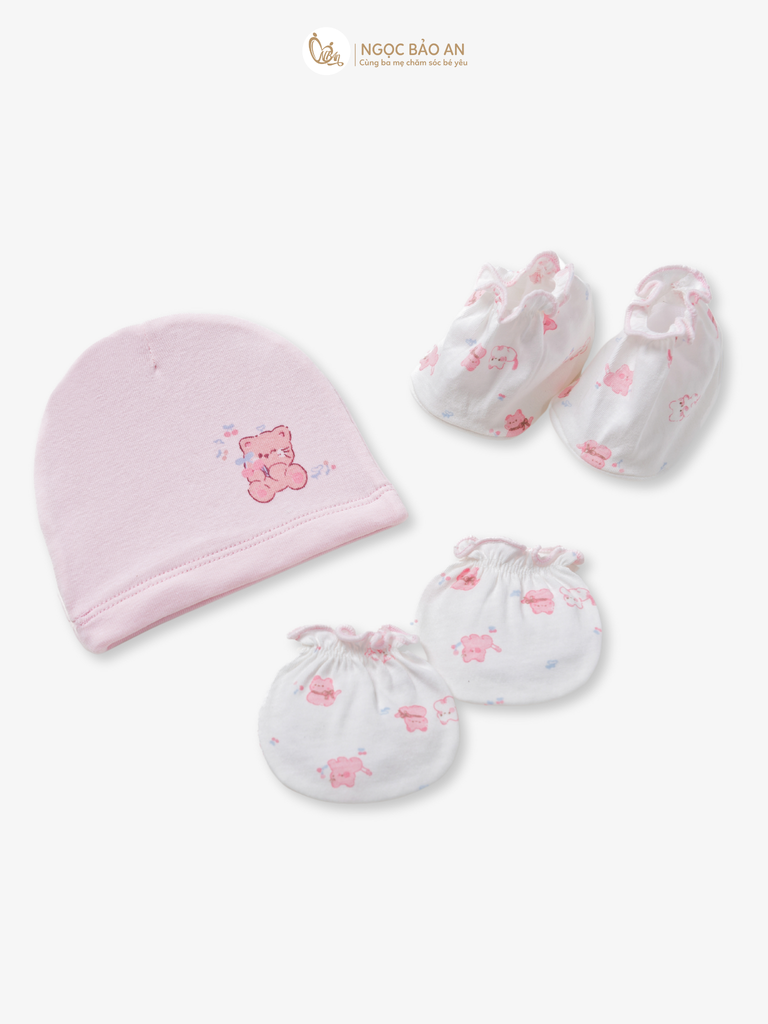 [HONEY] Set nón bao tay chân sơ sinh Honey cotton