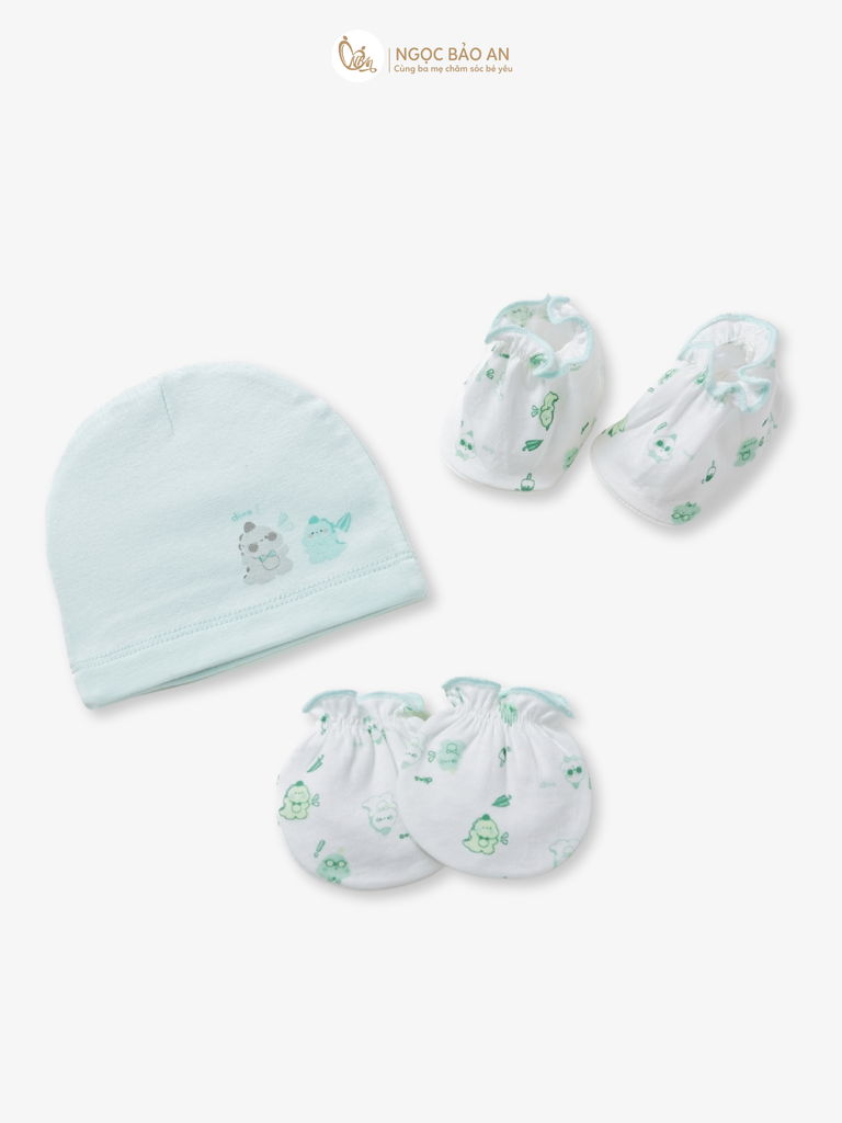 [HONEY] Set nón bao tay chân sơ sinh Honey cotton