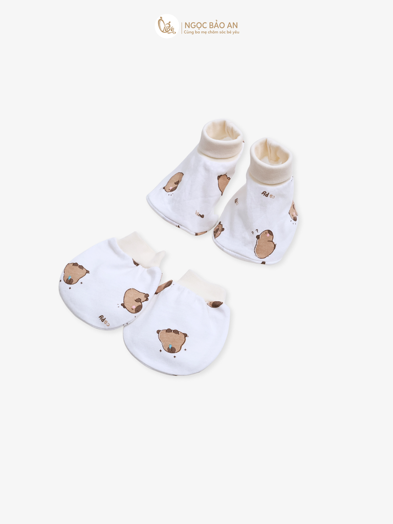 [HONEY] Bộ bao tay chân Honey cotton nhiều hoạ tiết đáng yêu cho bé