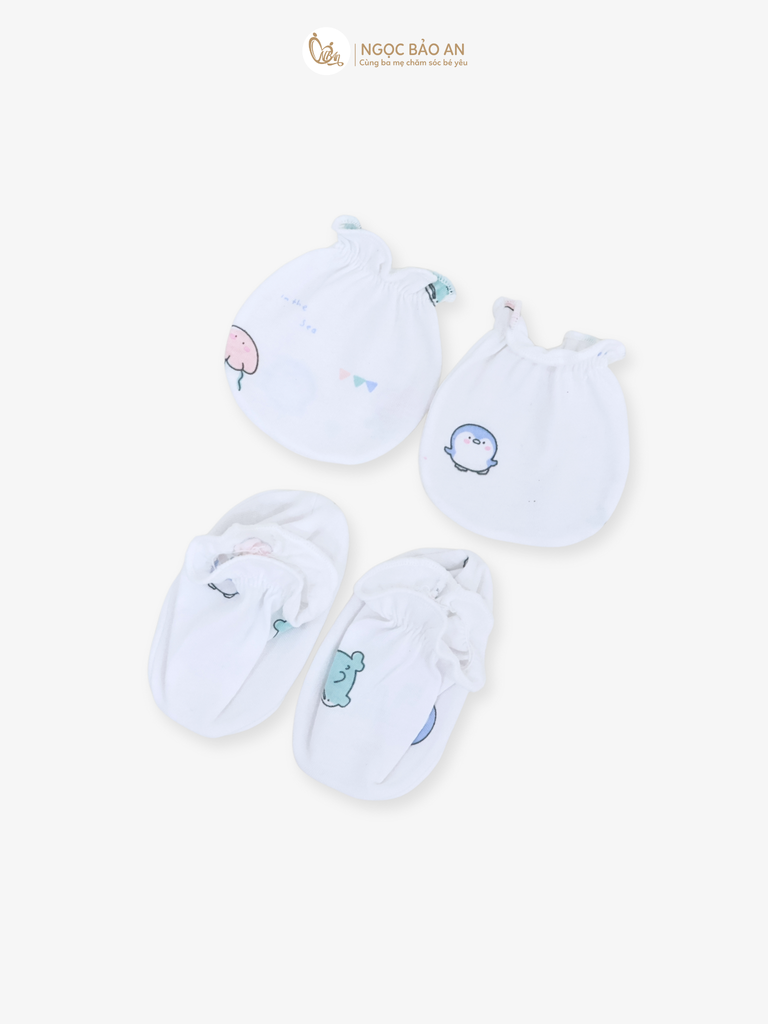 [HONEY] Bộ bao tay chân sơ sinh Honey cotton hoạ tiết mới 2025