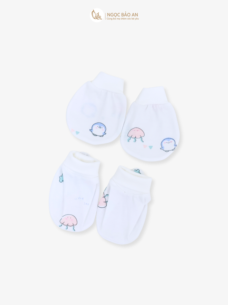 [HONEY] Bộ bao tay chân sơ sinh Honey cotton hoạ tiết mới 2025