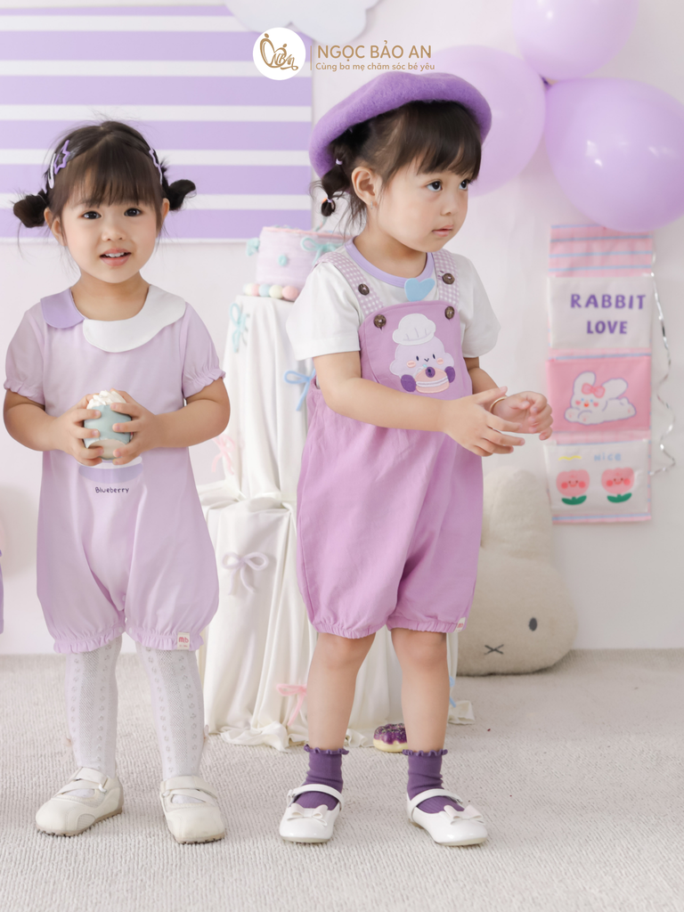 [M&B] BST CANDY: Body đùi tay ngắn cotton M&b cho bé (Blueberry)