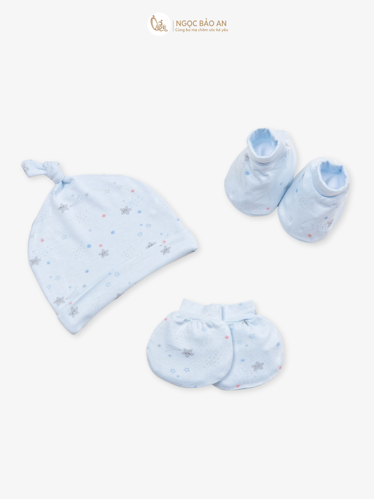 [M&B] Set nón bao tay chân sweetie chất vải rayon thoáng mát
