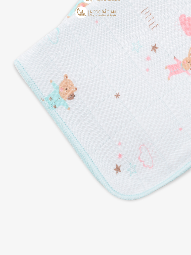 [M&B] Set 5 khăn gạc sữa sợi tre in hình 25cmx25cm