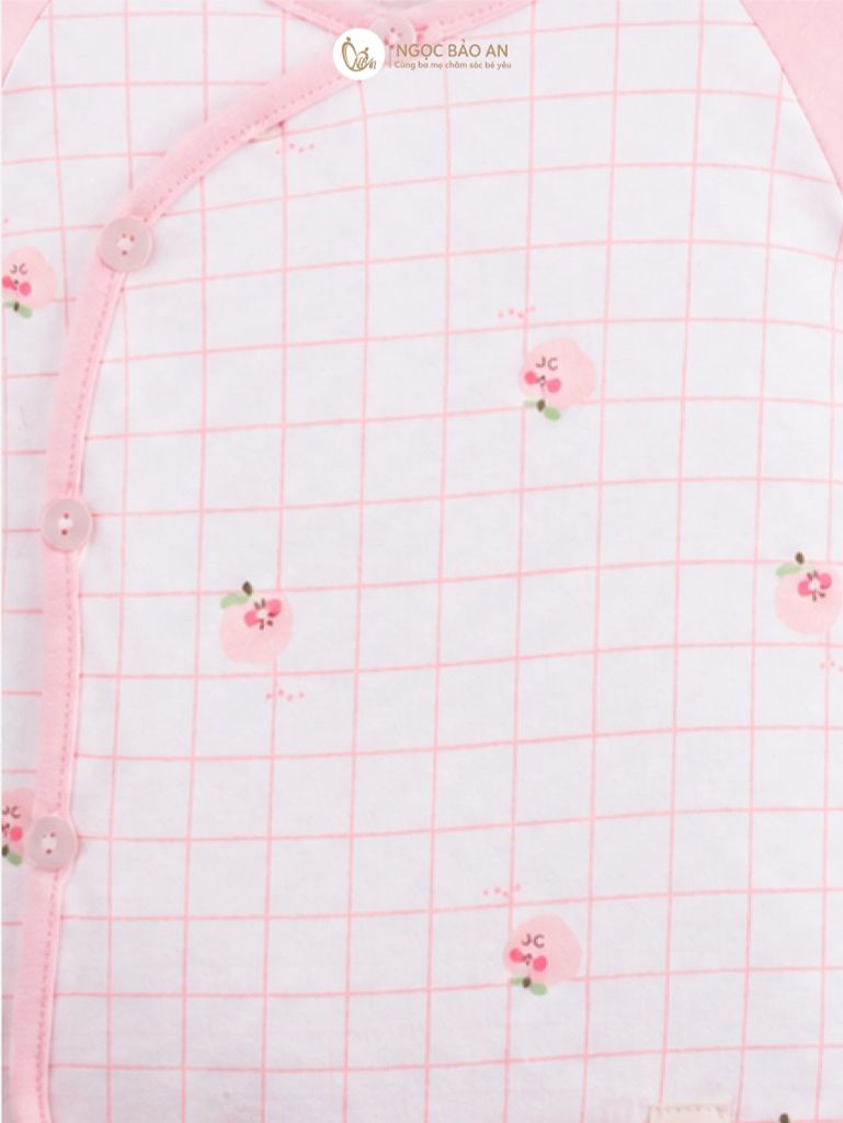 [M&B] Bộ ngắn cài bên cotton caro hồng đào