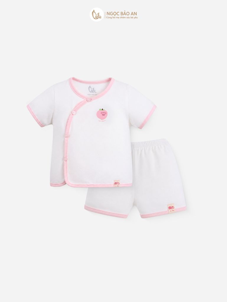 [M&B] Bộ ngắn cài bên cotton hồng đào