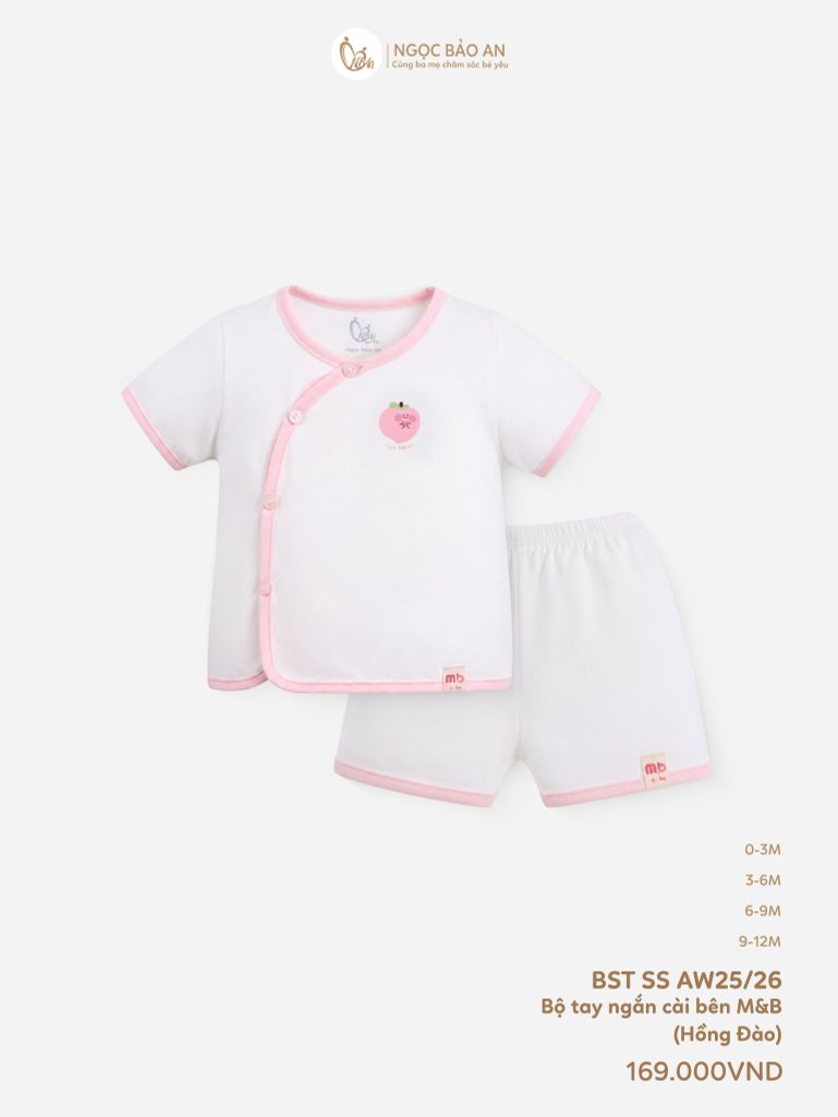 [M&B] Bộ ngắn cài bên cotton hồng đào