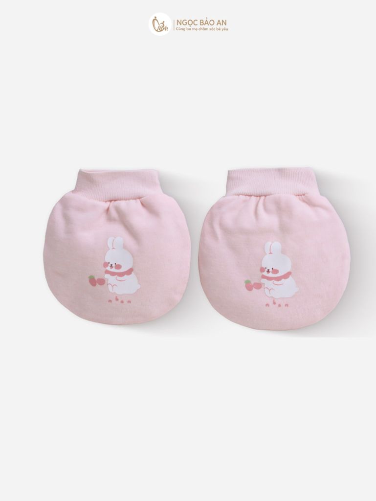 [M&B] Set nón bao tay chân bo thỏ carrot hồng