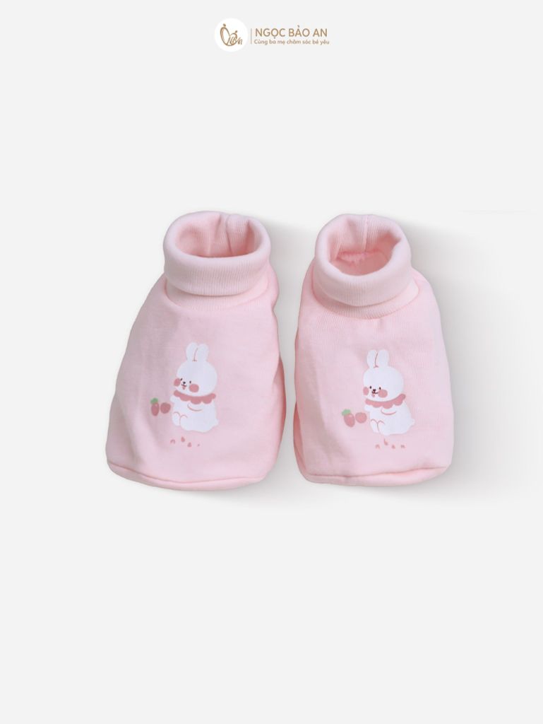 [M&B] Set nón bao tay chân bo thỏ carrot hồng