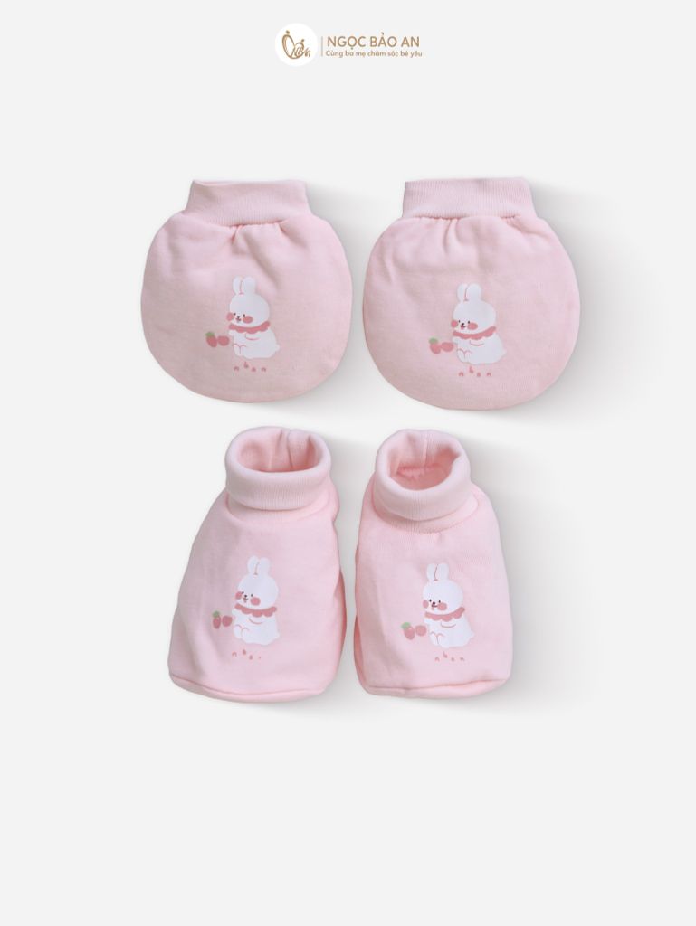 [M&B] Combo Sơ Sinh cotton tone Hồng in hình họa tiết đầy đủ phụ kiện(CBSScotton2025)