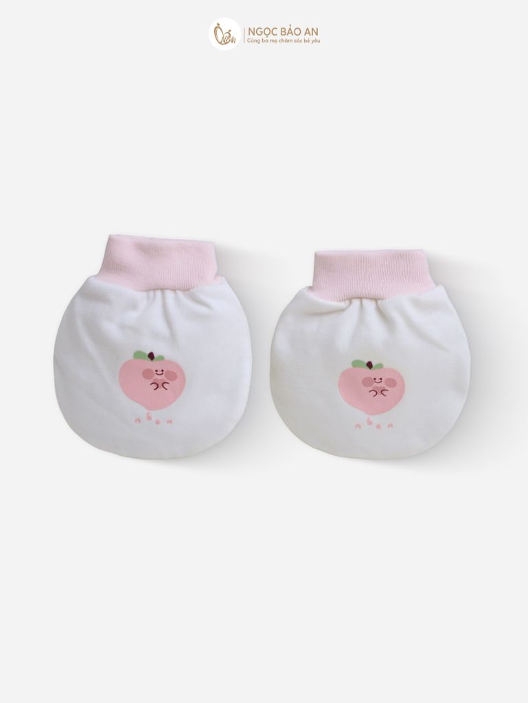 [M&B] Bộ bao tay chân bo cotton sơ sinh họa tiết Hồng Đào