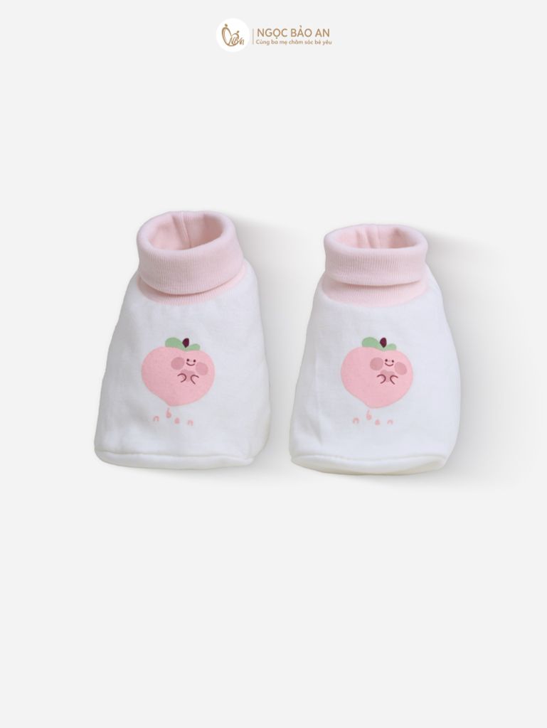 [M&B] Set nón bao tay chân bo cotton sơ sinh hồng đào