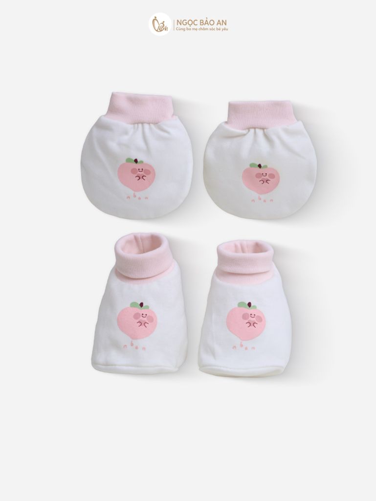 [M&B] Combo Sơ Sinh cotton tone Hồng in hình họa tiết đầy đủ phụ kiện(CBSScotton2025)