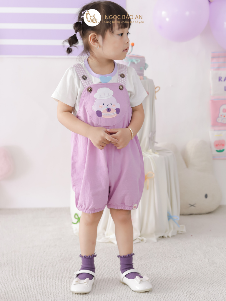 [M&B] BST CANDY: Set Áo + Yếm cotton M&b cho bé (Đầu Bếp Kem)