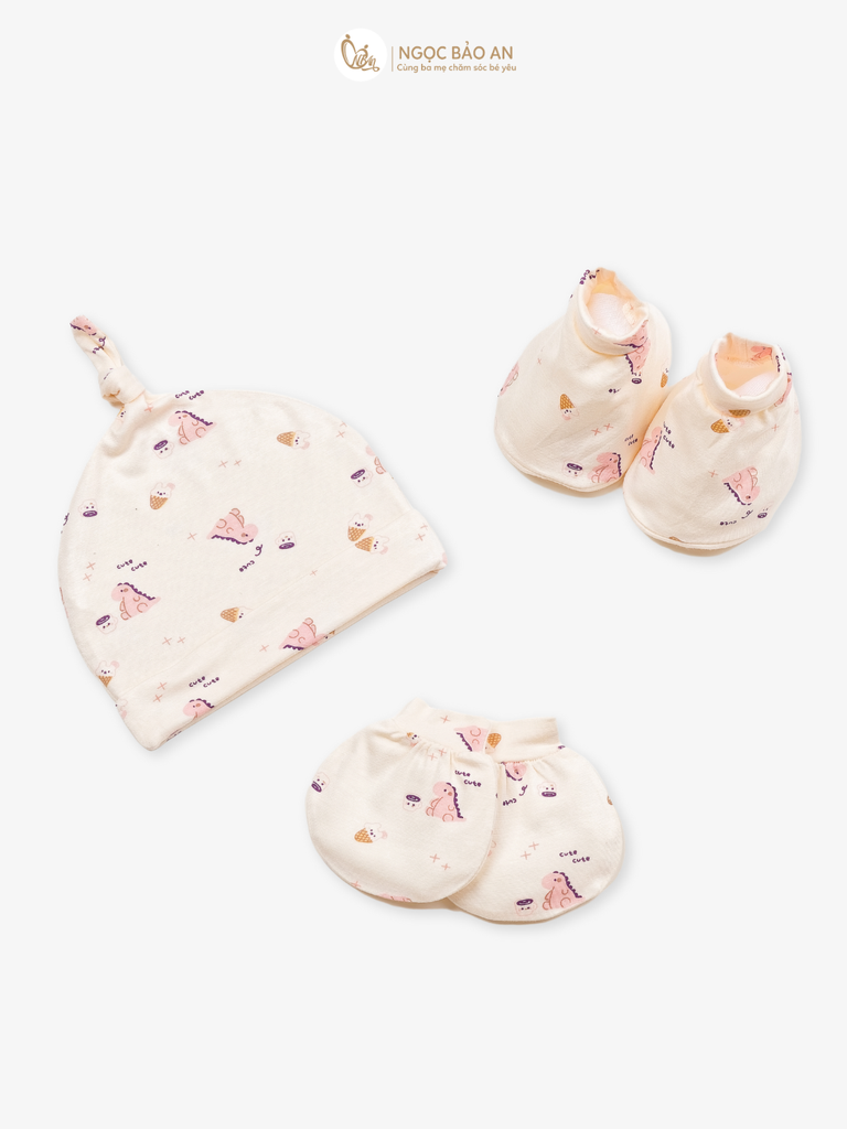 [M&B] Set nón bao tay chân sweetie chất vải rayon thoáng mát