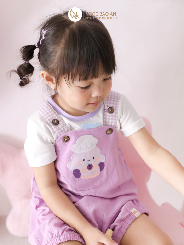 [M&B] BST CANDY: Set Áo + Yếm cotton M&b cho bé (Đầu Bếp Kem)