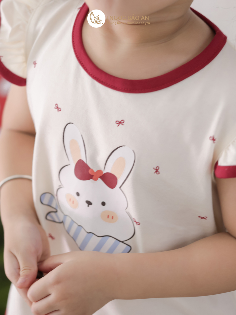 [M&B] BST THỎ MƠ: Set áo cánh tiên + chân váy đỏ xòe cotton M&b cho bé gái (Thỏ Mơ)