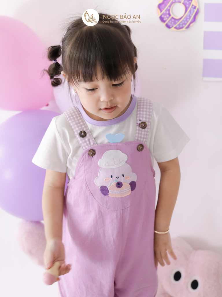 [M&B] BST CANDY: Set Áo + Yếm cotton M&b cho bé (Đầu Bếp Kem)
