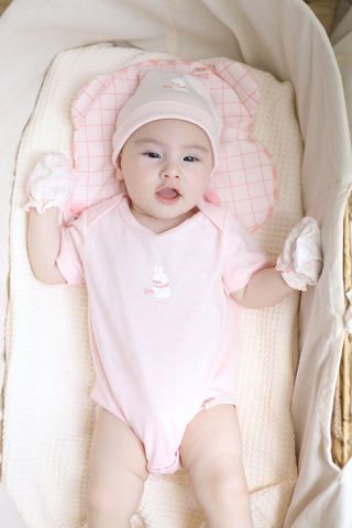 [M&B] Bodychip tay ngắn cotton thỏ carot hồng