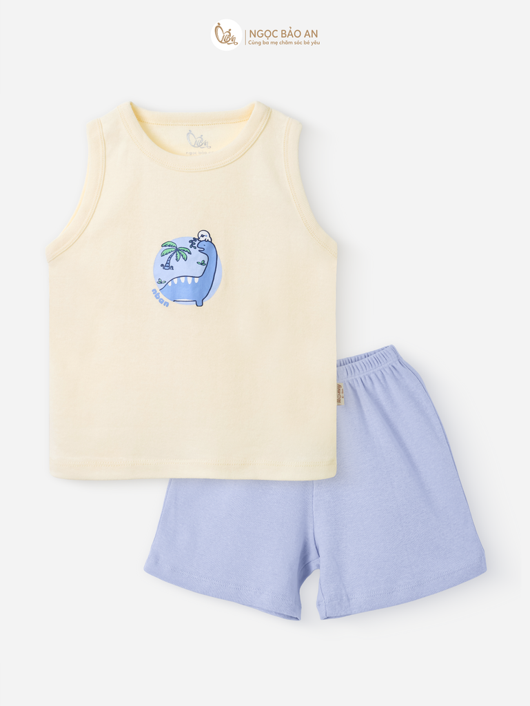 [HONEY] Bộ ngắn sát nách thể thao Honey cho bé (Khủng Long Xanh)