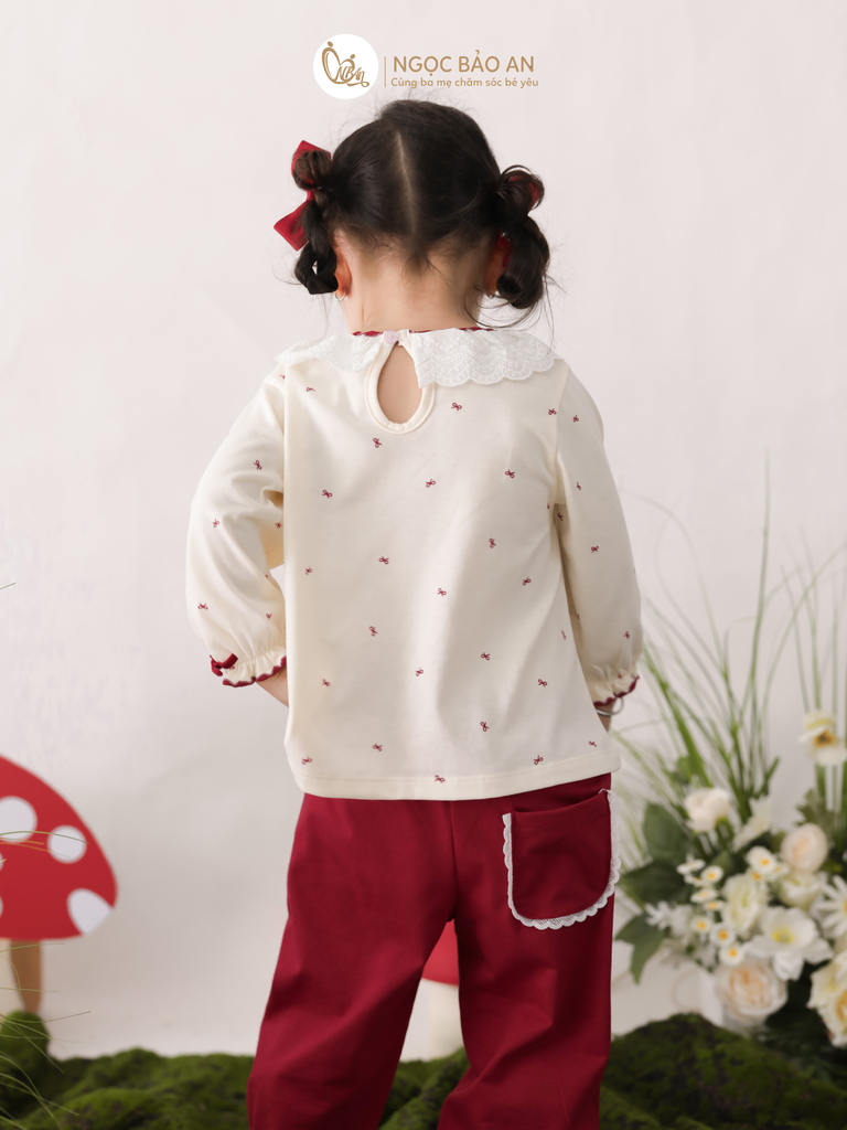 [M&B] BST THỎ MƠ: Bộ áo quần dài phối nơ cotton M&b cho bé gái (Bunny Tiểu Thư)
