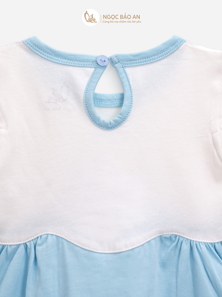 [M&B] Đầm xòe cotton M&b tay ngắn tone xanh (Mermmaid)