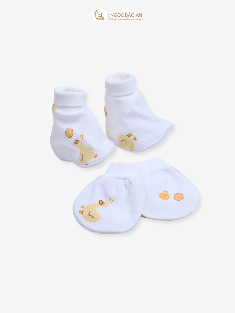 [HONEY] Bộ bao tay chân sơ sinh Honey cotton hoạ tiết mới 2025