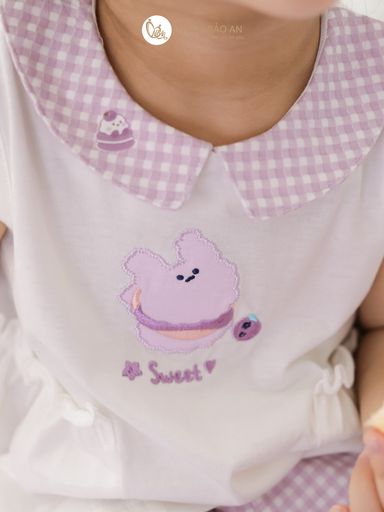 [M&B] BST CANDY: Bộ áo quần lửng cotton dáng bí M&b cho bé (Bánh Kem Sweet)