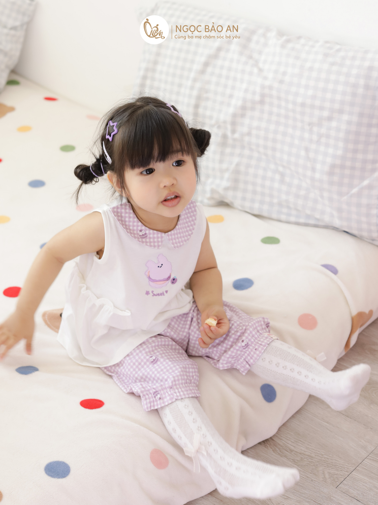 [M&B] BST CANDY: Bộ áo quần lửng cotton dáng bí M&b cho bé (Bánh Kem Sweet)