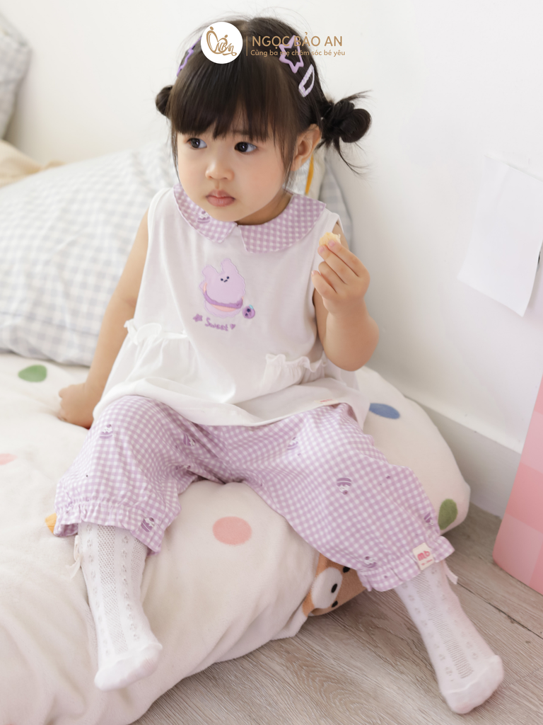 [M&B] BST CANDY: Bộ áo quần lửng cotton dáng bí M&b cho bé (Bánh Kem Sweet)