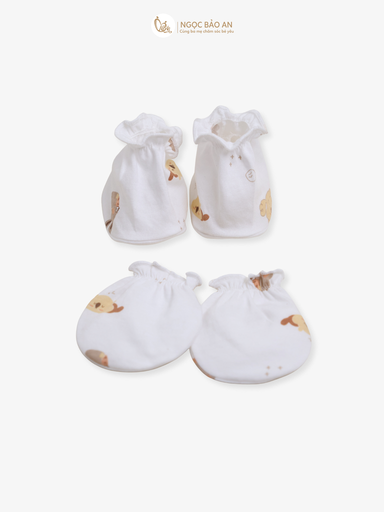 [HONEY] Bộ bao tay chân sơ sinh Honey cotton hoạ tiết mới 2025