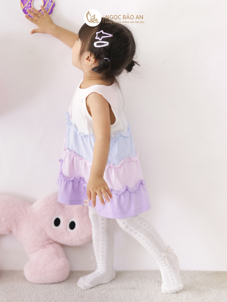 [M&B] Đầm tầng dáng yếm xòe cotton M&b tone tím (Unicorn)