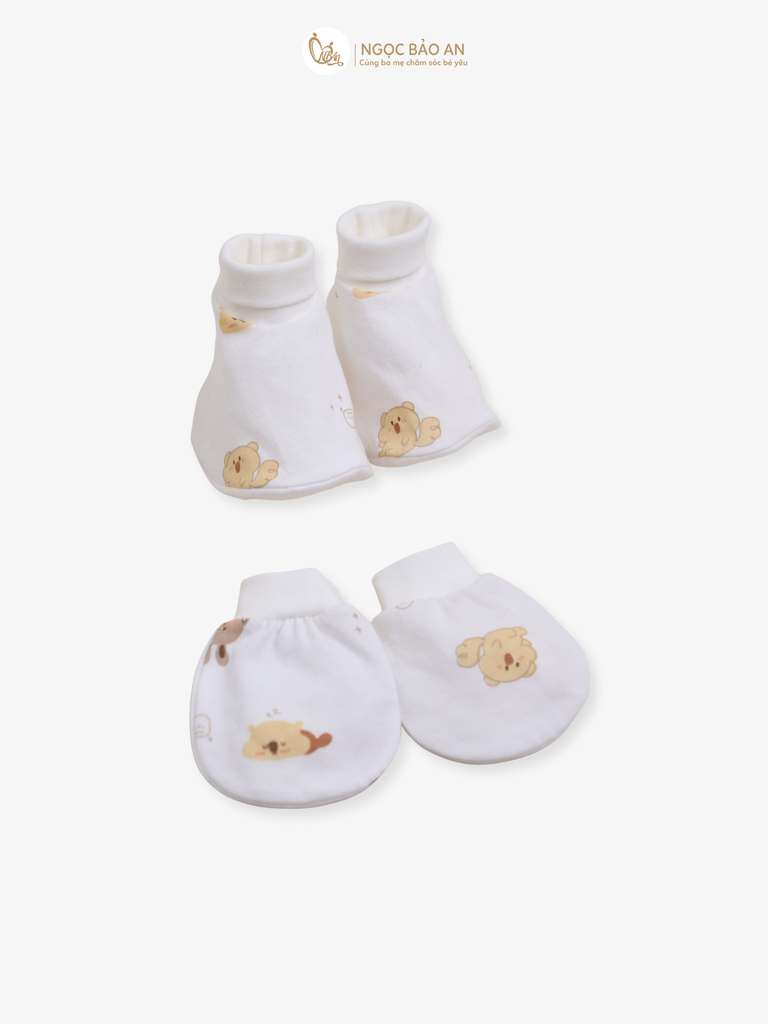 [HONEY] Bộ bao tay chân sơ sinh Honey cotton hoạ tiết mới 2025