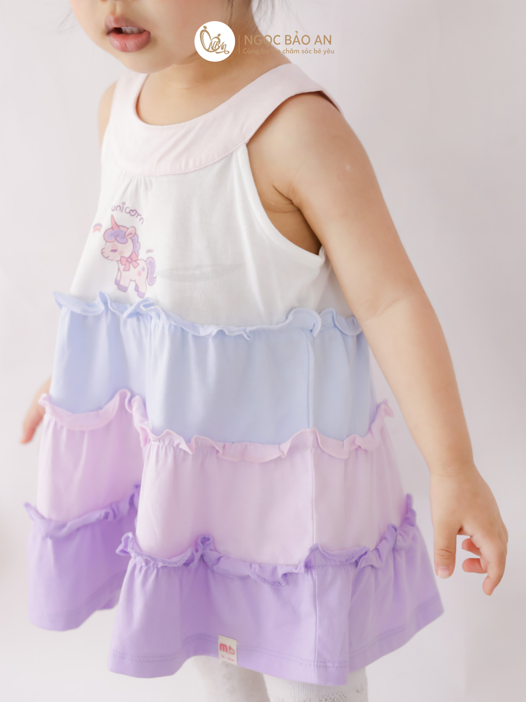 [M&B] Đầm tầng dáng yếm xòe cotton M&b tone tím (Unicorn)