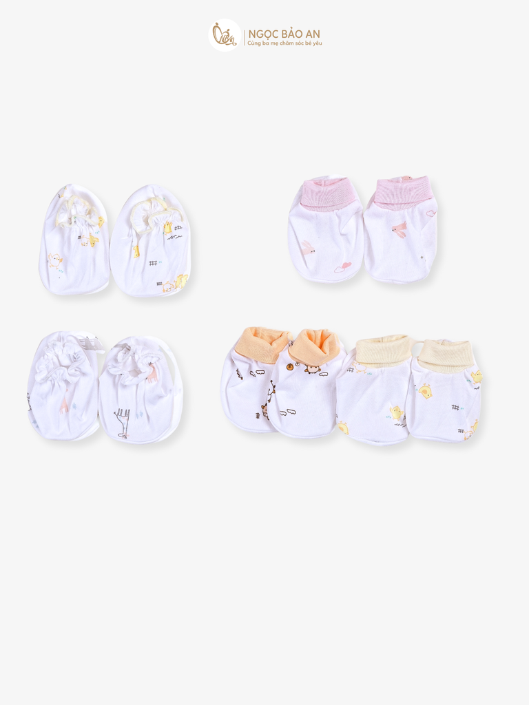[HONEY] Set 5 bộ bao tay chân bo cotton cho bé trai