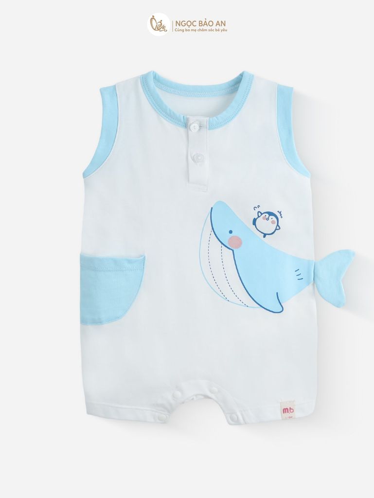 [M&B] Body đùi cotton bé trai tay cộc (Cá Voi Xanh)