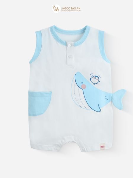 [M&B] Body đùi cotton bé trai tay cộc (Cá Voi Xanh)