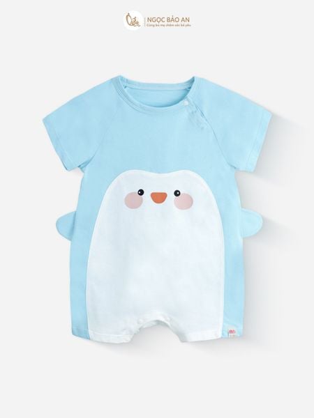 [M&B] Body đùi cotton bé trai tay ngắn (Chim Cánh Cụt Xanh)