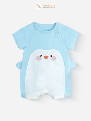 [M&B] Body đùi cotton bé trai tay ngắn (Chim Cánh Cụt Xanh)