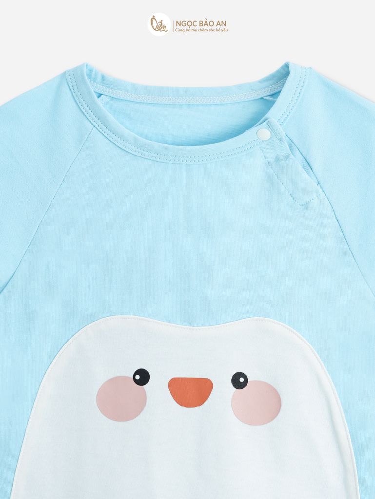 [M&B] Body đùi cotton bé trai tay ngắn (Chim Cánh Cụt Xanh)